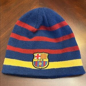 FCB Kids Striped Beanie - Blue, Red, Yellow